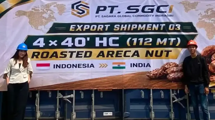 Ekspor 112 Ton Pinang ke India Jadi Kado HUT RI ke-81 dari Indragiri